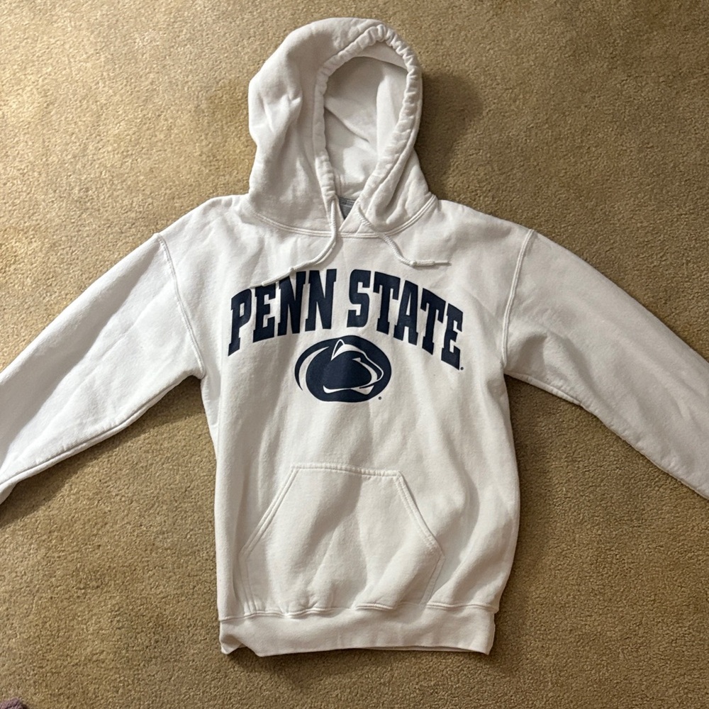 Gildan White Hoodie with Navy Print